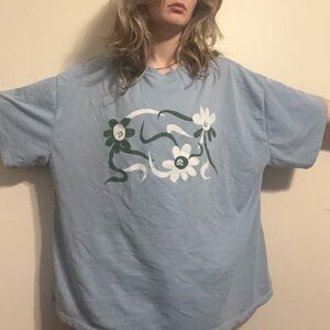 Blue T-Shirt with Floral Design